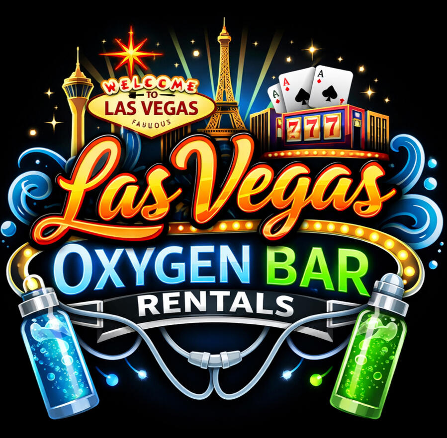 Group laughing and having fun at an oxygen bar in a Las Vegas tradeshow